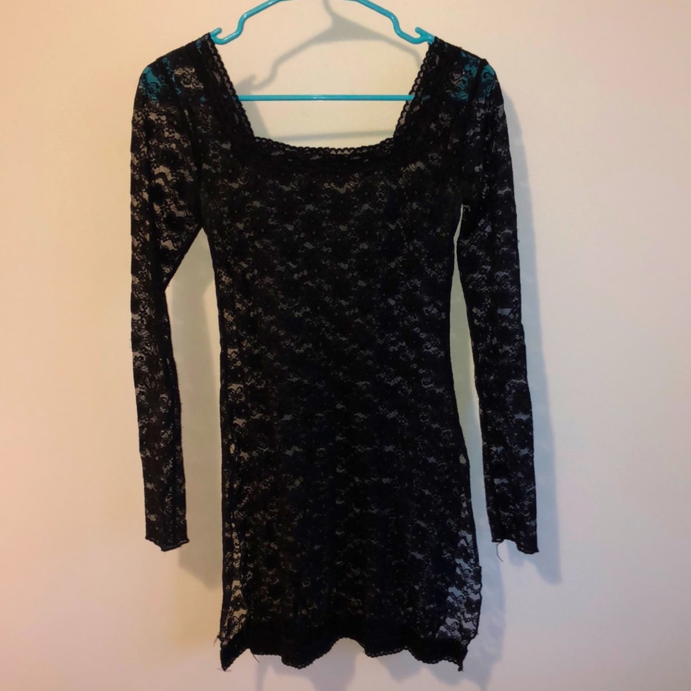 Black lace slip